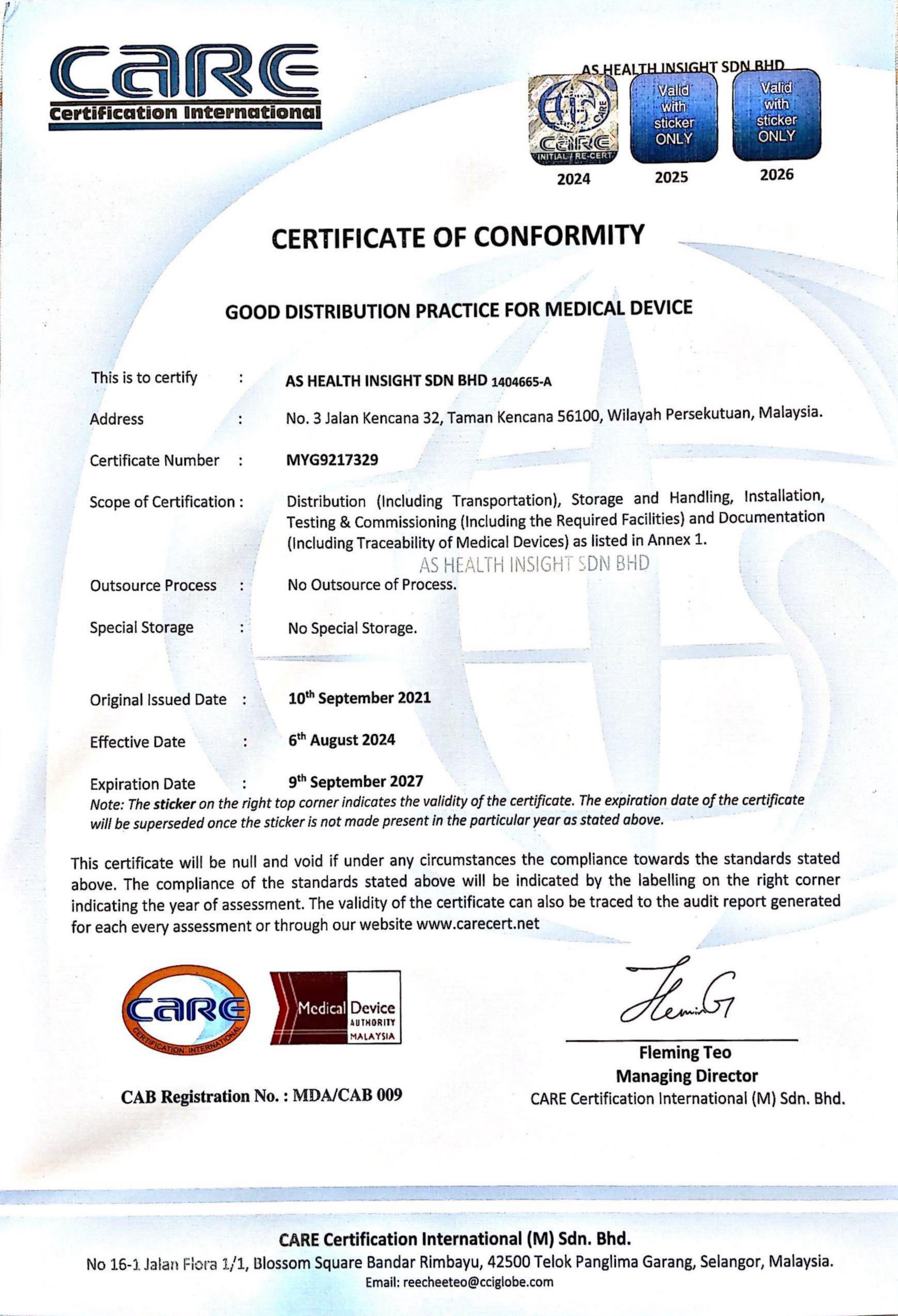 GDPMD Certificate of Conformity preview
