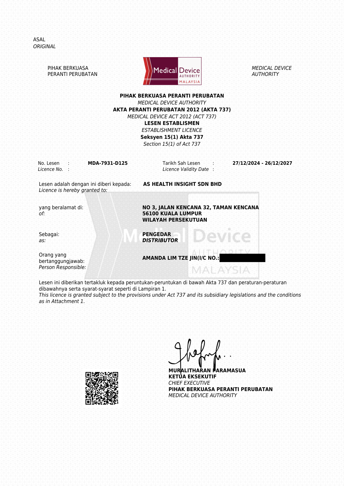 MDA Establishment Licence preview